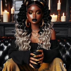 a digital airbrush oil art depiction of a confident Afro Latina...