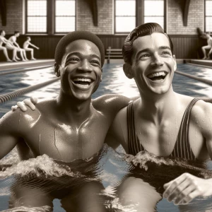 Nude Men swimming and frolicking at the YMCA