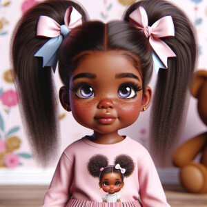 Refine the 3D realistic image of a four-year-old African-America...