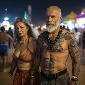 A 54 year old russian mother-in-law walking enjoying with her mu...