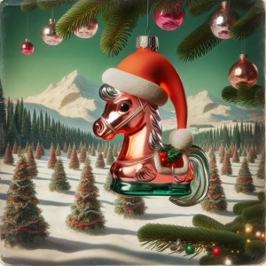 Photorealistic A photo of a 1950s kitschy blown glass Christmas...