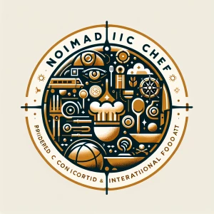 Design a modern, minimalist logo for "Nomadic Chef," an AI servi...