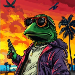 MEME PEPE in GTA art style — — in the style of a Grand Theft Au...
