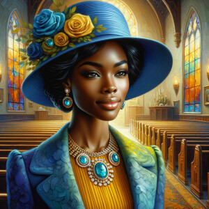 A spiritually enriching illustration portrays an African America...