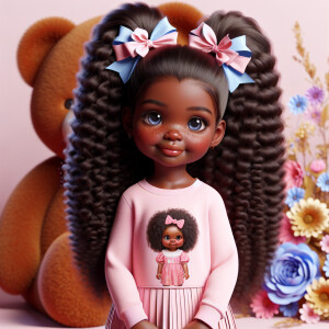 Refine the 3D realistic image of a four-year-old African-America...