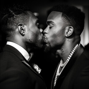 Tristan Wilds and 50 Cent kissing