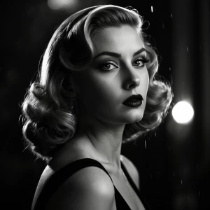 eate an ultra-realistic portrait of a femme fatale, a strikingly...