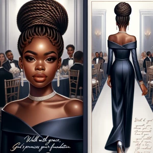 An African American woman with elegant cornrows styled into a tw...