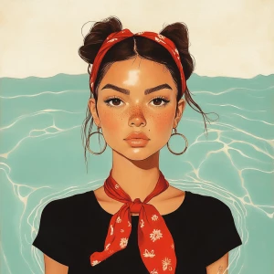 girl with brown hair, thick eyebrows, pumped up lips, potato nos...