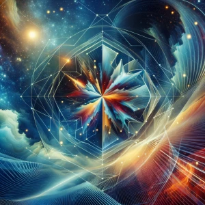 Design a professional-grade artwork of a 45-dimensional cosmic s...