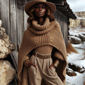 In Van Gogh art style a full body image view of a fashionable Af...