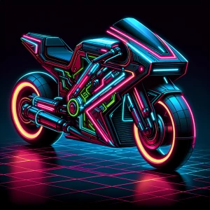 Motorcycle in the style of Tron