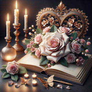 In a composition harmoniously blending florals with light, an op...
