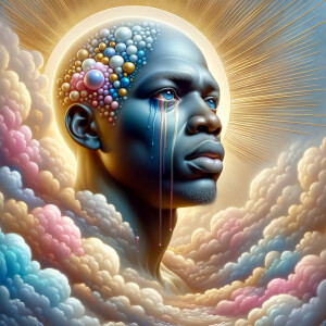 Create a 3-D realistic oil, painting light skin
African-America...
