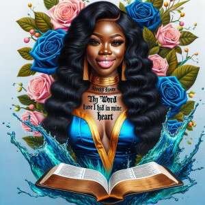 Create an image of an ultra-light-skinned African-American woman...