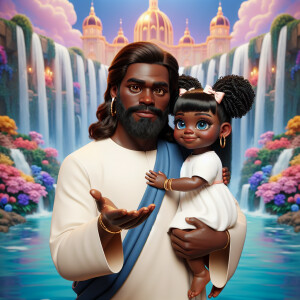 Create a 3D realistic artwork featuring the phrase 'Jesus Saves'...