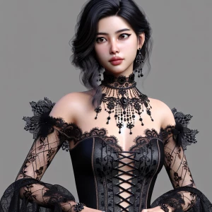 a beautiful girl in Gothic dress