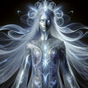 A shimmering ethereal being, the regal illusory interplanetary a...