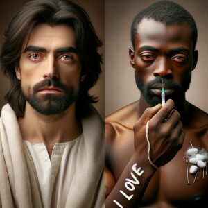 Can you help me create a African-American Jesus with medium with...
