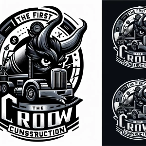 Circular logo cement truck with  black, intigrate the words 'The...