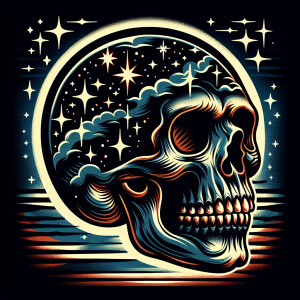 Starry skull in  old school tattoo style