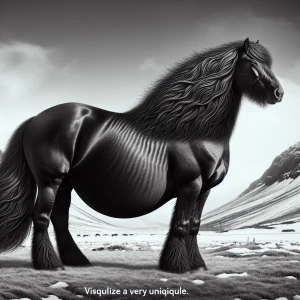 A super furry pregnant horse that is pitch black