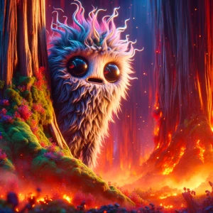 An ultra-photorealistic scene with a whimsical, kawaii-style, ta...