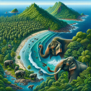 Ko Chang island with elephants