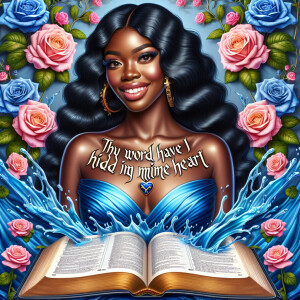 Create an image of an ultra-light-skinned African-American woman...