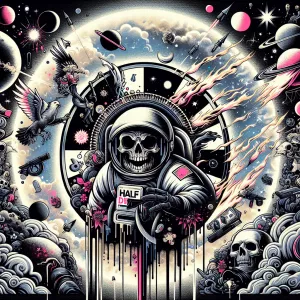 Design a bold circular and edgy logo with and the name ('HALF DE...