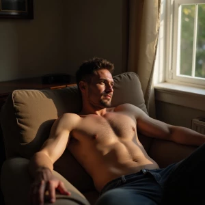 was enjoying himself on the couch  with his manhoogrowin lean gr...