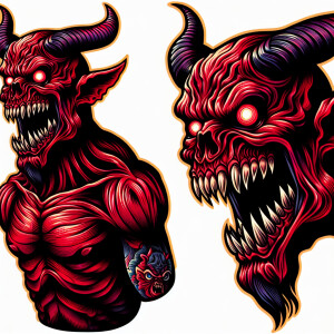 Evil devil in new  school tattoo style