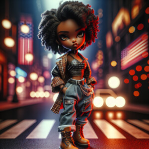 gorgeous hyperrealism Chibi African character tall American grow...