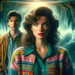A female character with green eyes, pale skin, dark brown hair,...