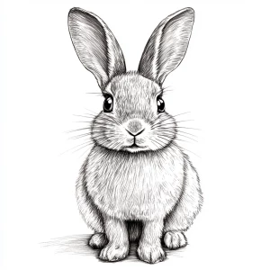 A cute rabbit facing forward with expressive eyes, full body, dr...