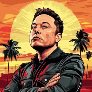 Elon Musk in GTA art style, , in the style of a Grand Theft Aut...