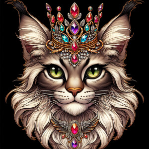 A stunning cartoon cat gazing directly at the camera while wear...