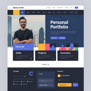Build personal portfolio page:
It should have sections: About Me...