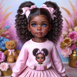 Refine the 3D realistic image of a four-year-old African-America...