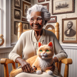 Create a 3-D realistic image there's an light skinned African-A...