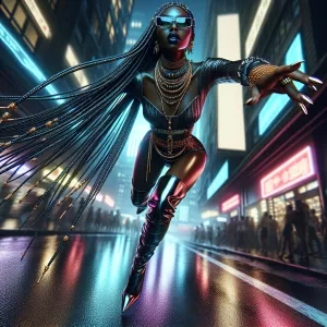 A hyper-realistic image of an Afrocentric queen in a dynamic bir...