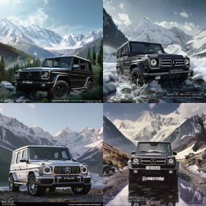 Mercedes g class blue Color in Crimean mountains