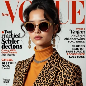 Vogue magazine cover with a stylish dressed model