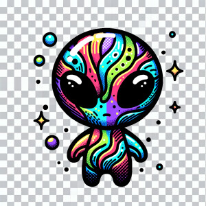 Colored alien transparent graphic, no background, cosmic alien g...
