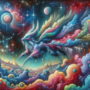 Create a whimsical painting that features a main subject blendin...