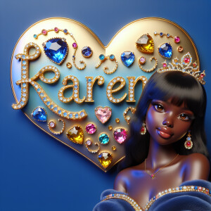VCraft a 3-D image showcasing the name 'KAREN' in a luxurious go...