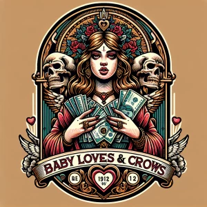 Create an anime-style logo for the brand (Baby Loves & Crows) fe...