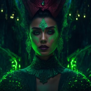 errie vampire with green glowing eyes detailed matte painting, d...