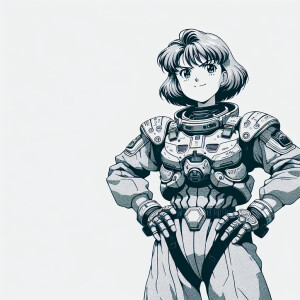 1990s anime screencap, girl a plugsuit, standing with hands on h...