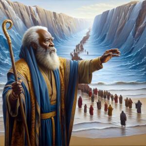 A realistic oil painting in a wide horizontal format, featuring...